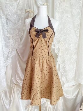 Handmade Prairie Halter Dress – Cottagecore Ribbon Tie Sundress